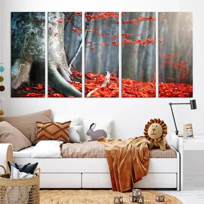 Large Autumn Forest Wall Art Landscape Canvas Print