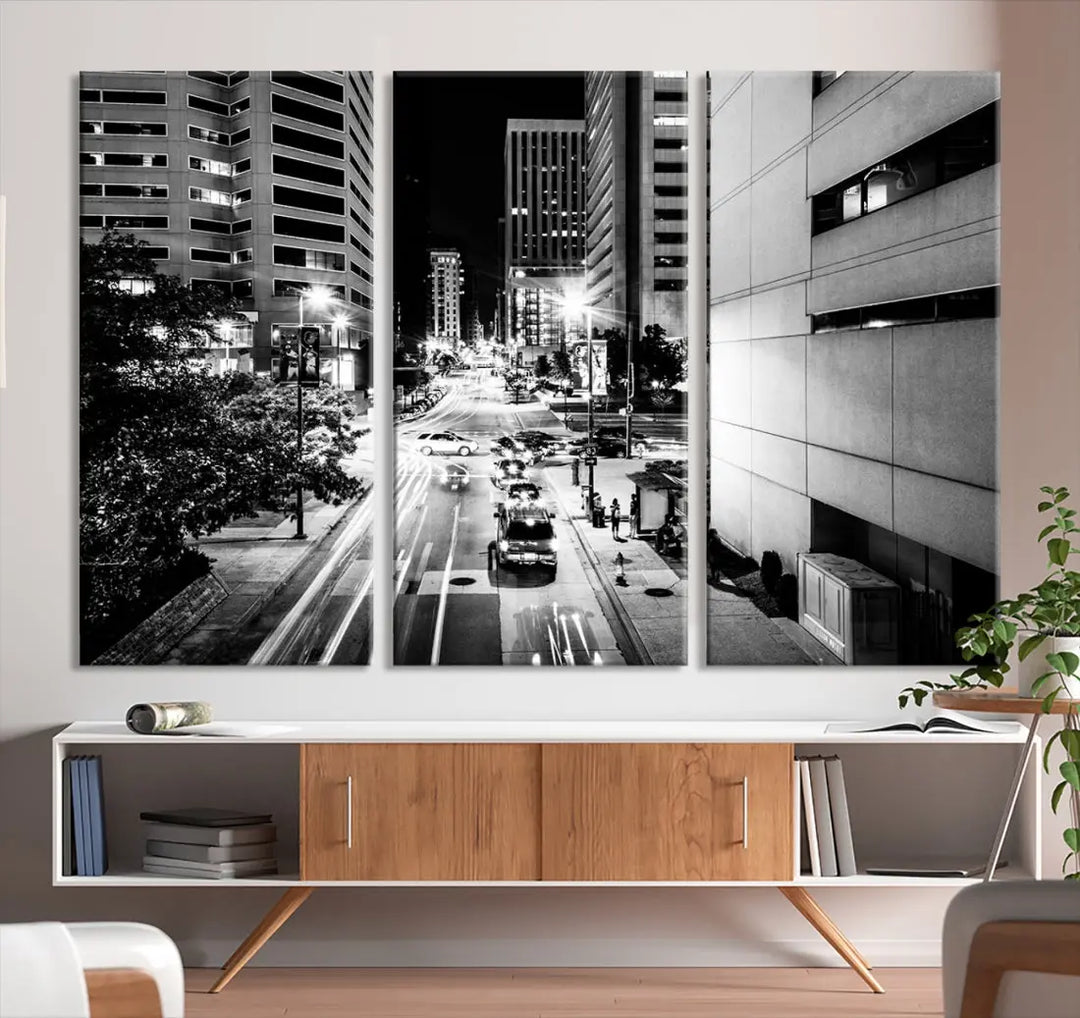 Large Baltimore Streetview Canvas Wall Art Cityscape Canvas Print Artwork