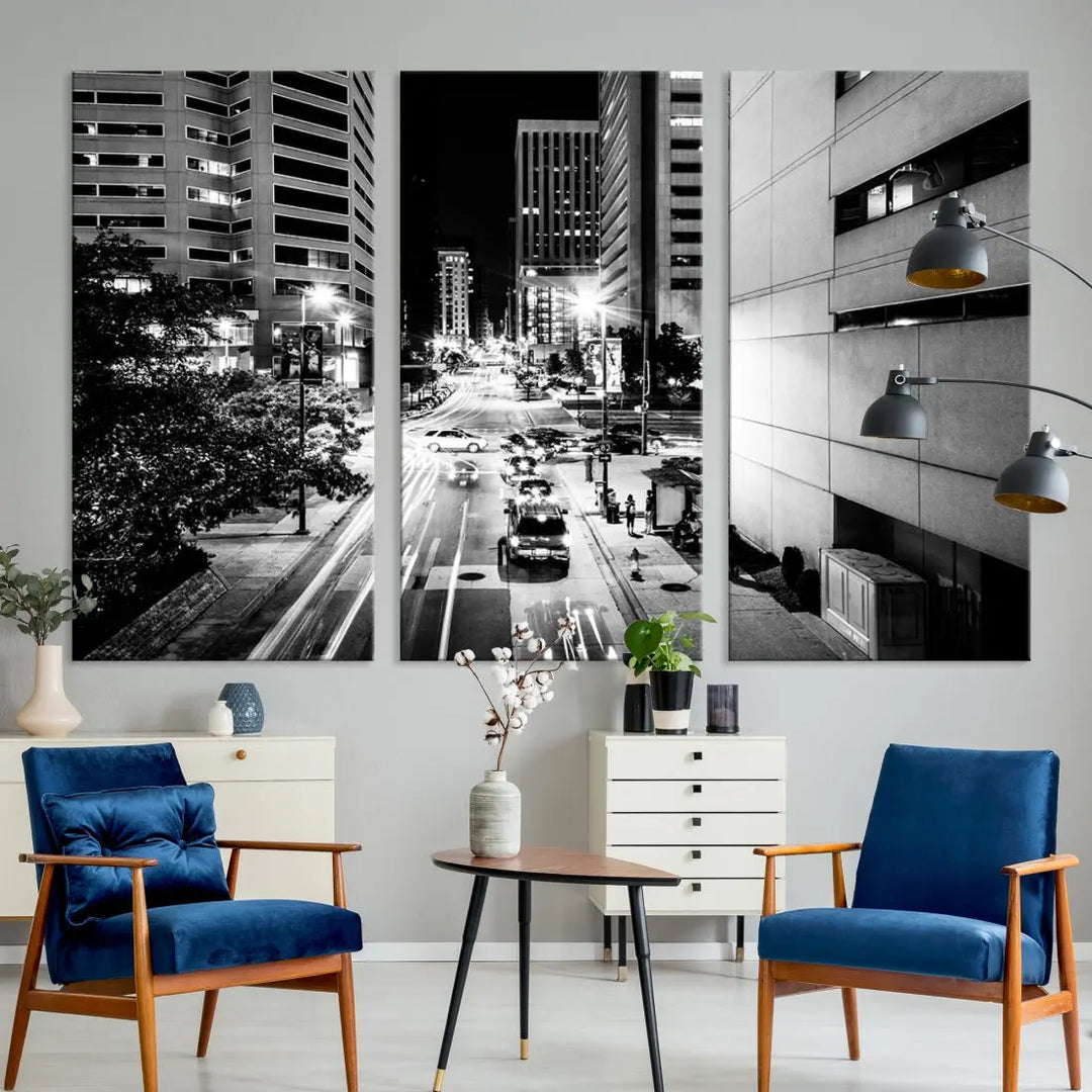 Large Baltimore Streetview Canvas Wall Art Cityscape Canvas Print Artwork