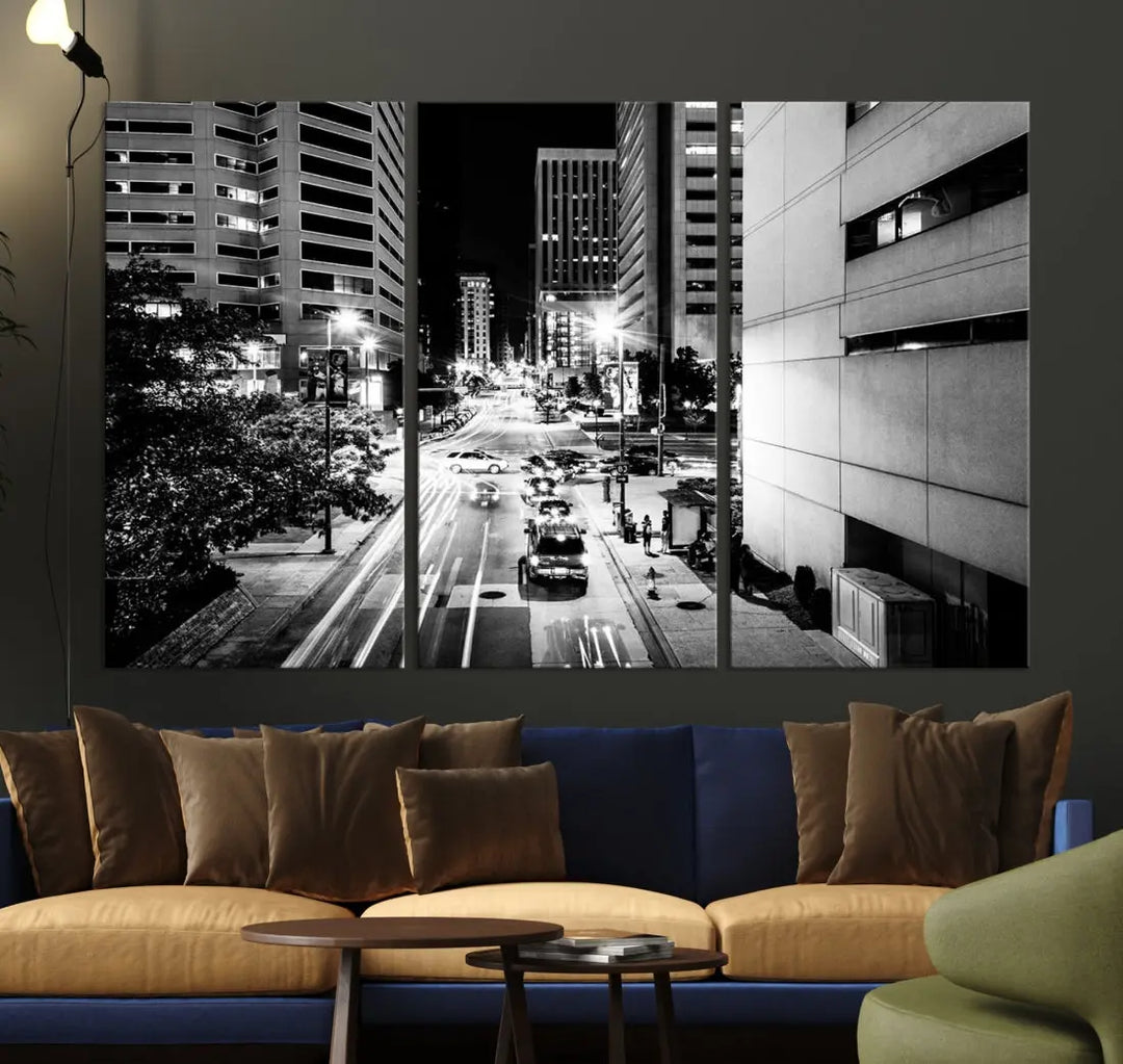 Large Baltimore Streetview Canvas Wall Art Cityscape Canvas Print Artwork