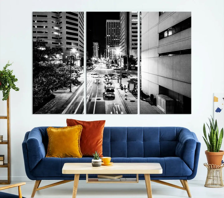 Large Baltimore Streetview Canvas Wall Art Cityscape Canvas Print Artwork