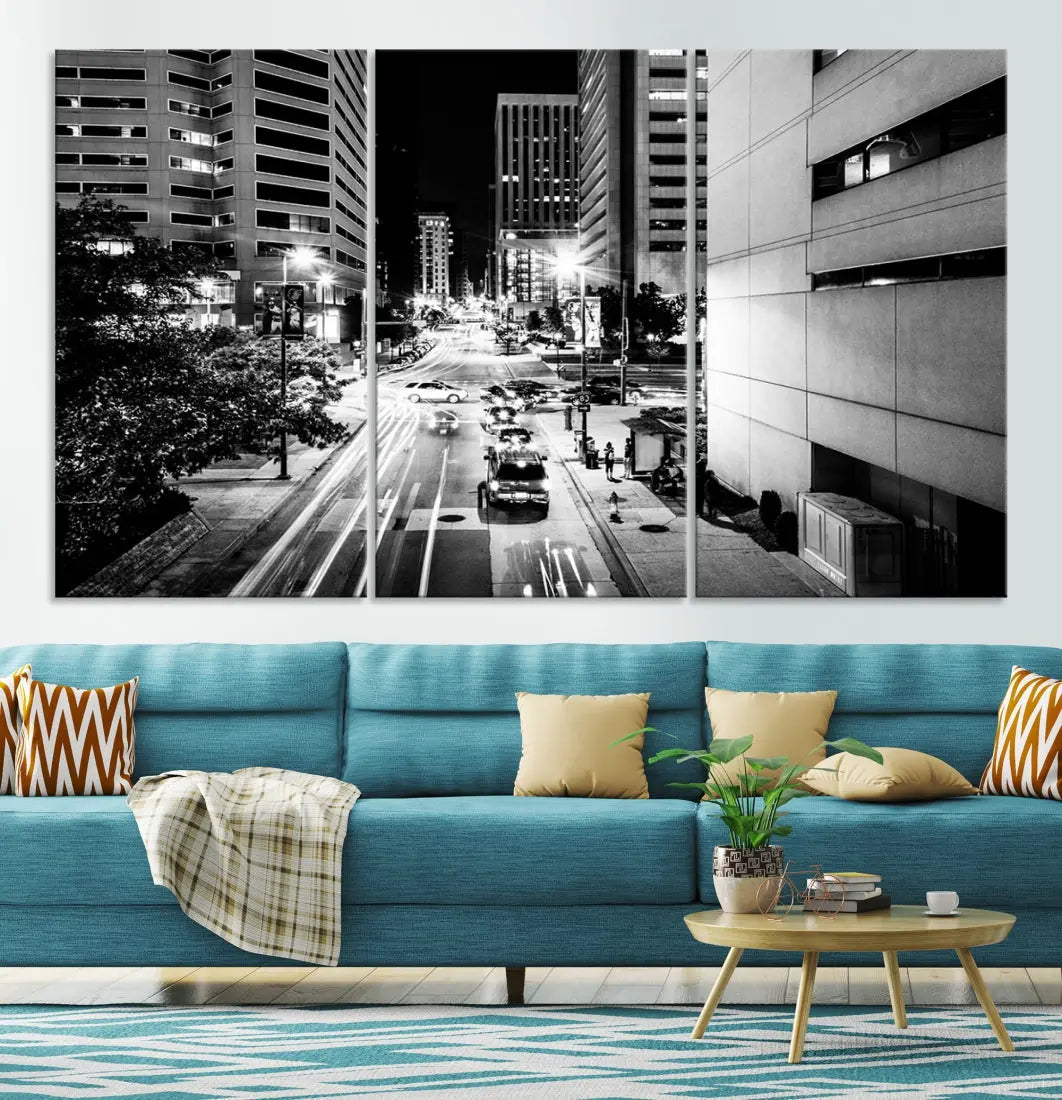 Large Baltimore Streetview Canvas Wall Art Cityscape Canvas Print Artwork