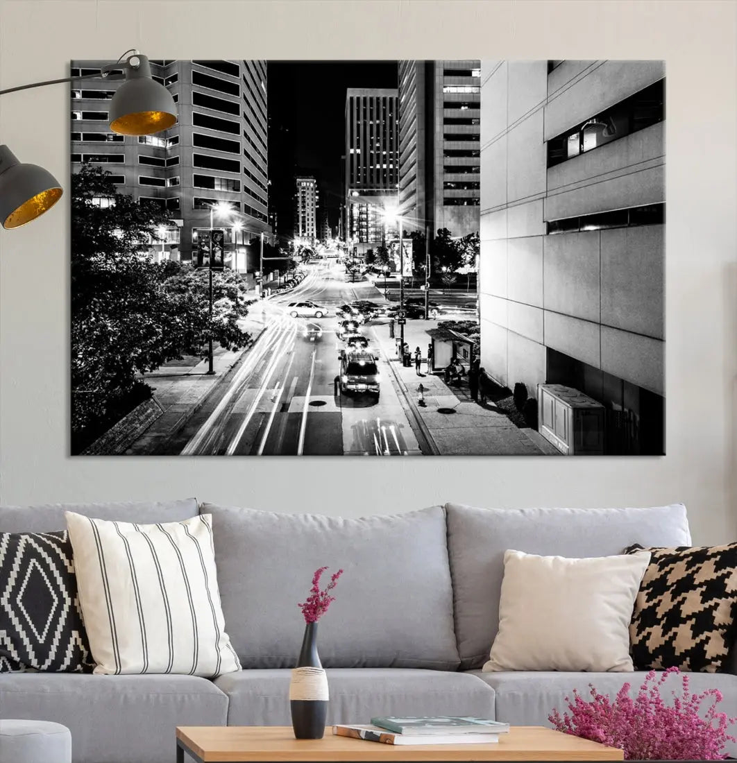 Large Baltimore Streetview Canvas Wall Art Cityscape Canvas Print Artwork