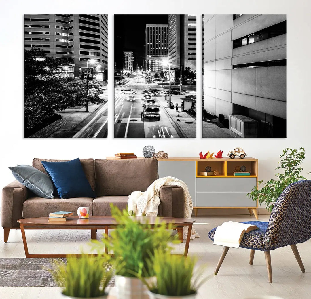 Large Baltimore Streetview Canvas Wall Art Cityscape Canvas Print Artwork