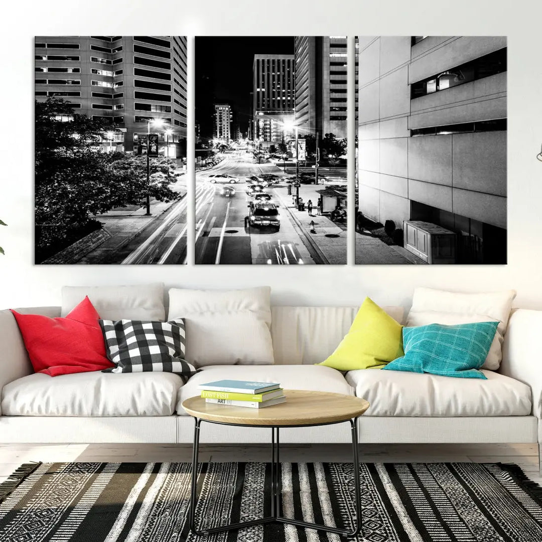 Large Baltimore Streetview Canvas Wall Art Cityscape Canvas Print Artwork