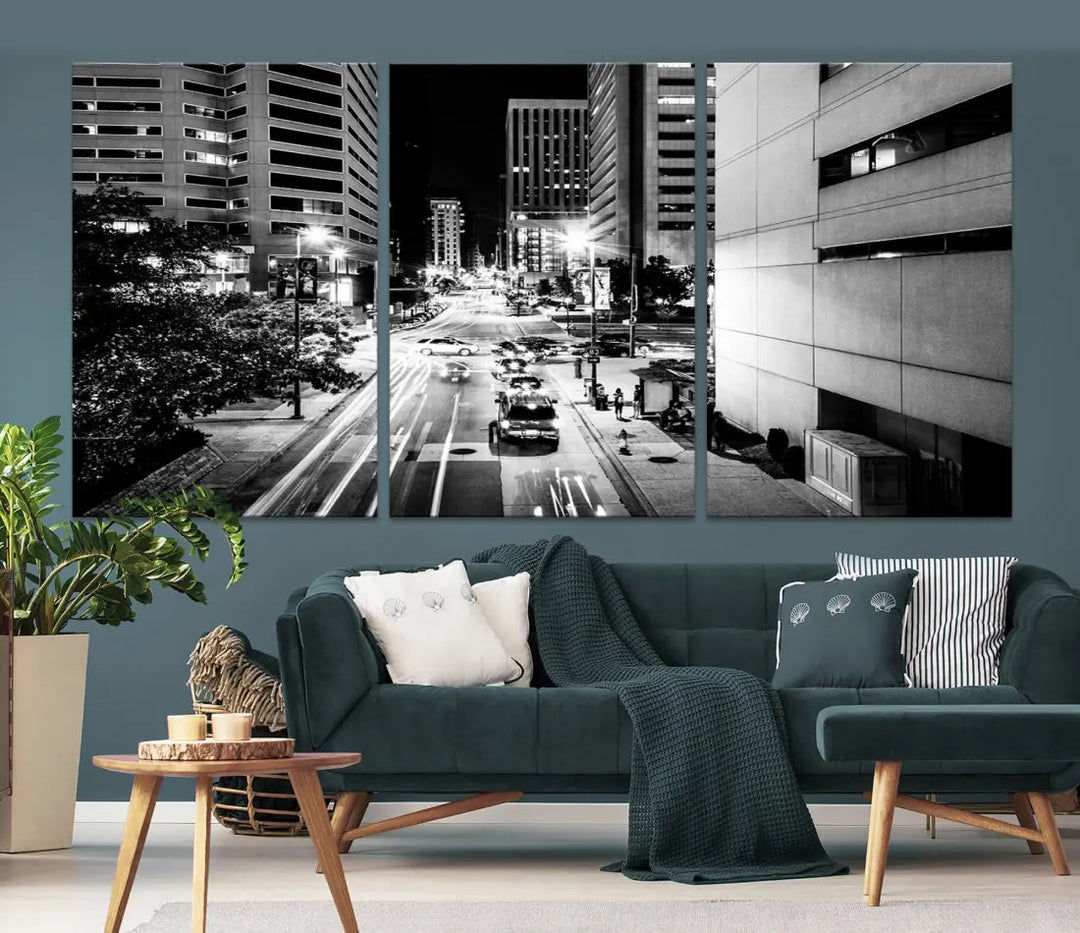 Large Baltimore Streetview Canvas Wall Art Cityscape Canvas Print Artwork