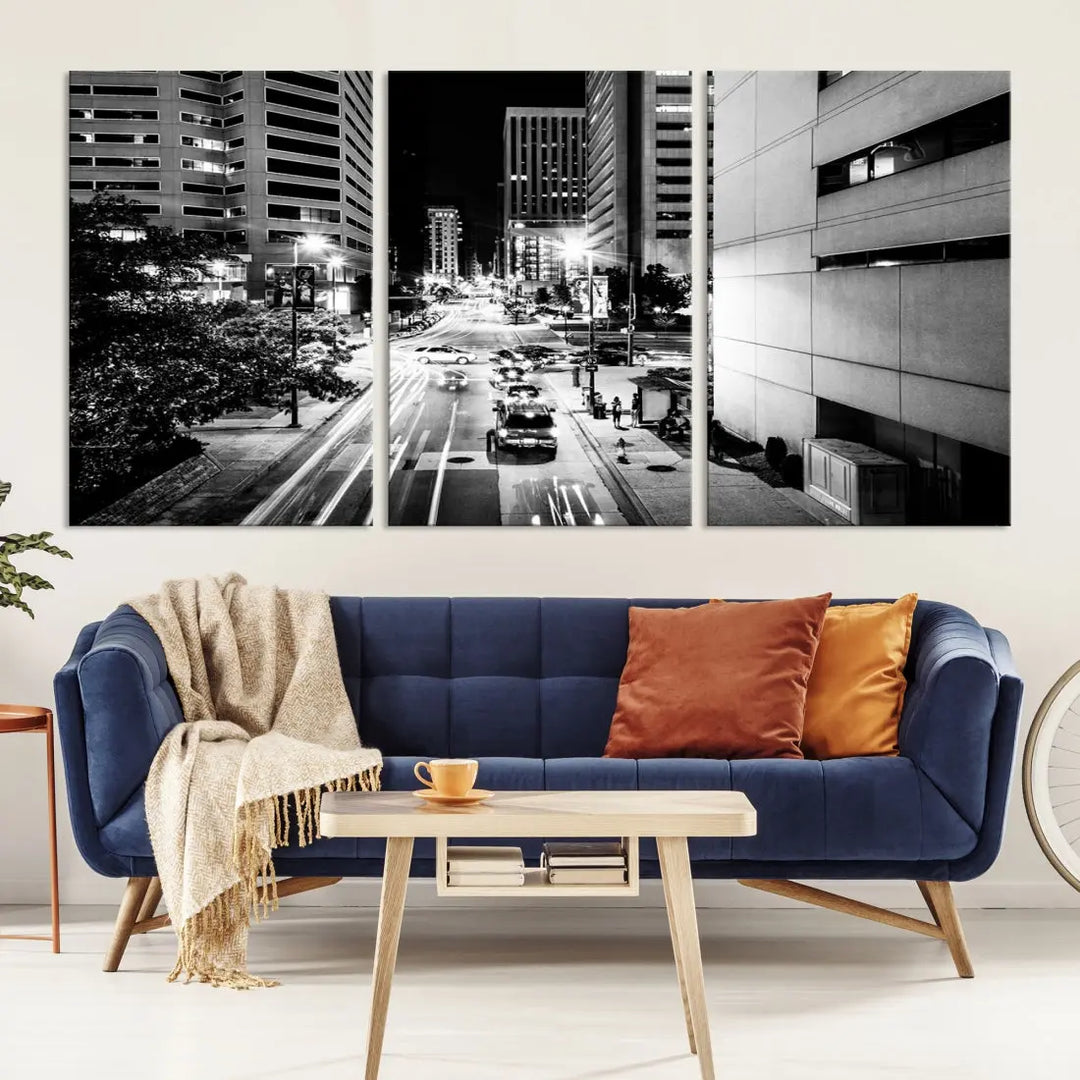 Large Baltimore Streetview Canvas Wall Art Cityscape Canvas Print Artwork