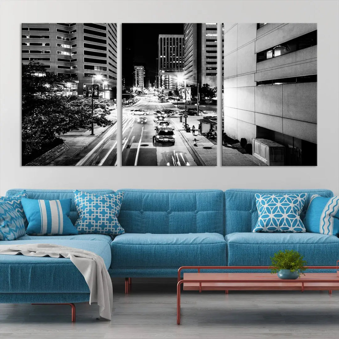 Large Baltimore Streetview Canvas Wall Art Cityscape Canvas Print Artwork