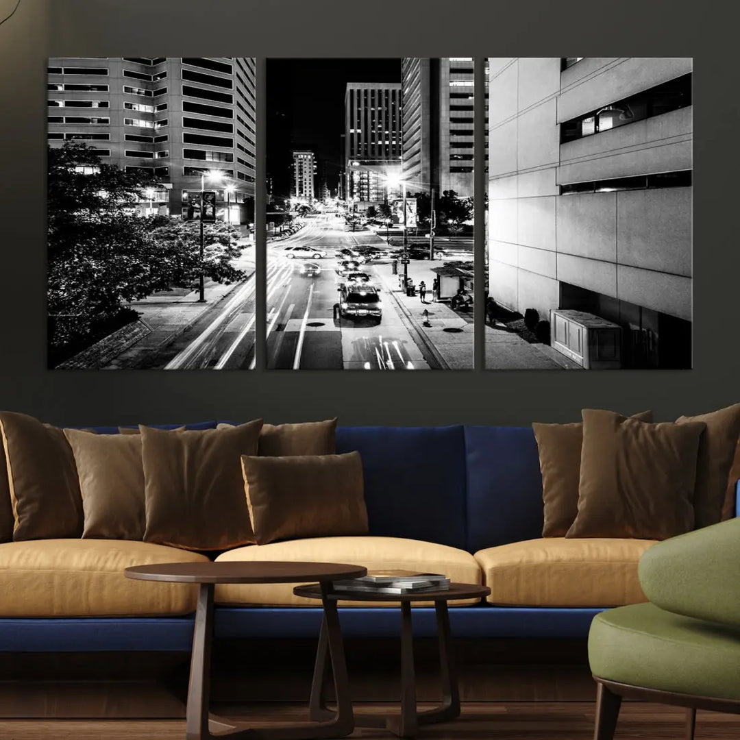 Large Baltimore Streetview Canvas Wall Art Cityscape Canvas Print Artwork