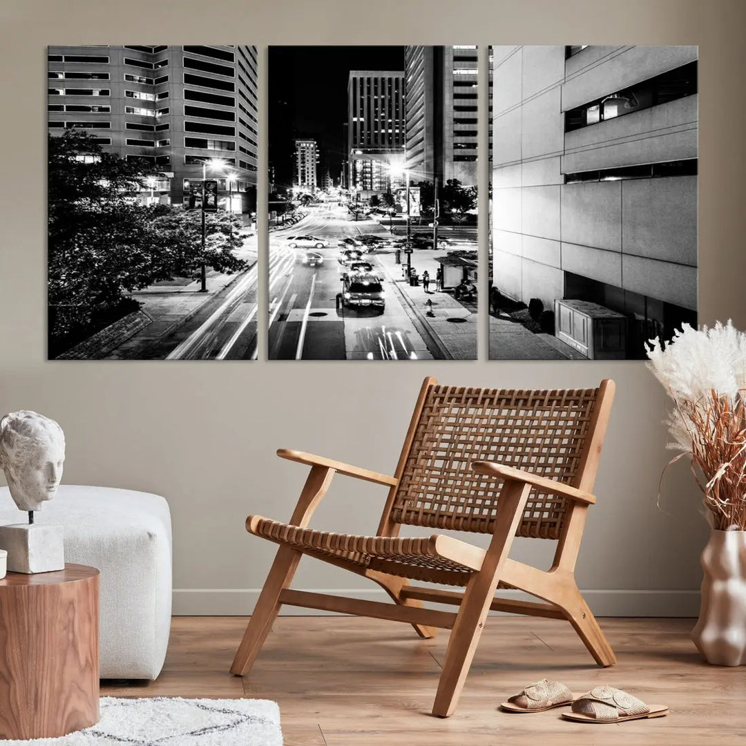 Large Baltimore Streetview Canvas Wall Art Cityscape Canvas Print Artwork