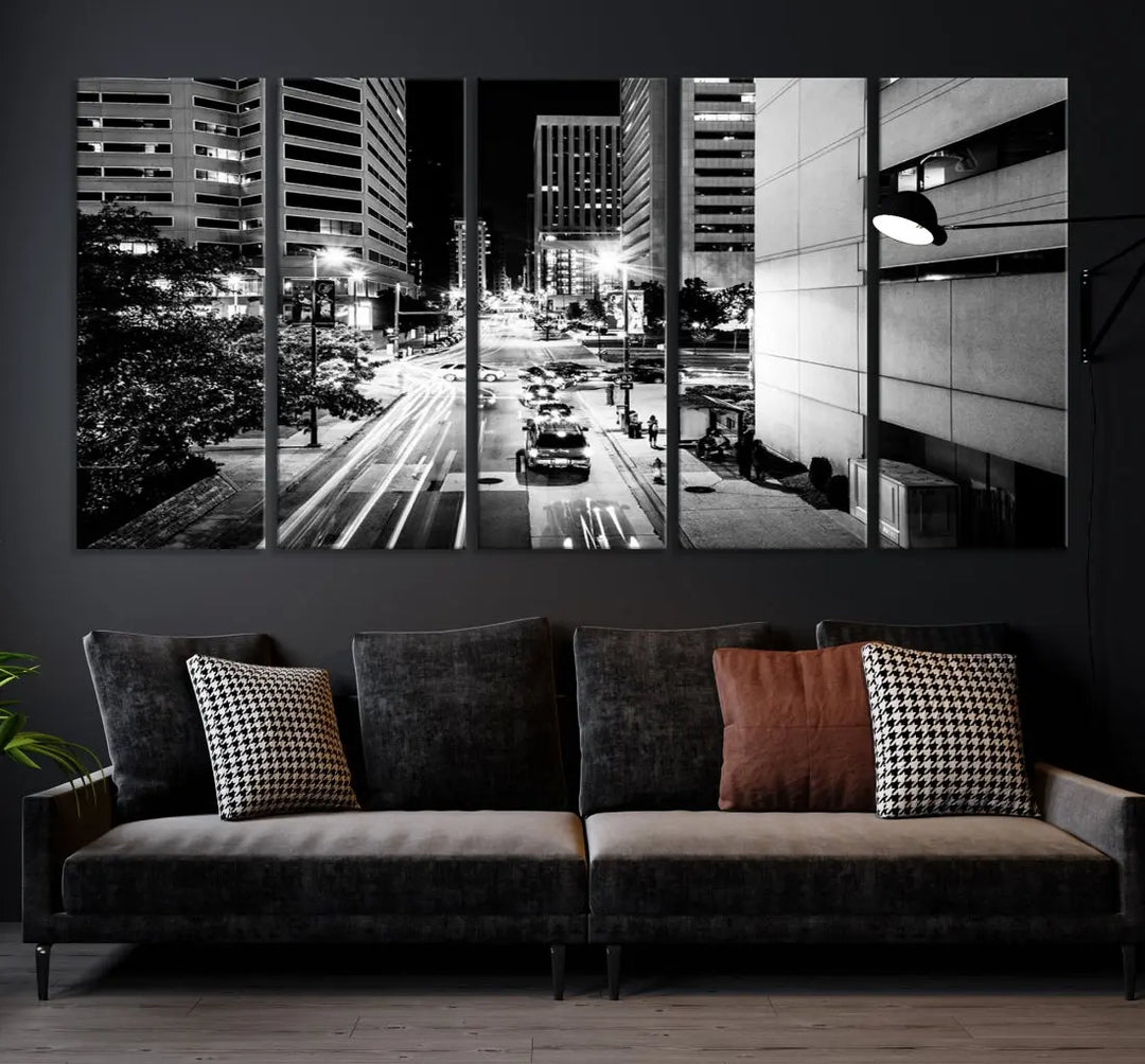 Large Baltimore Streetview Canvas Wall Art Cityscape Canvas Print Artwork