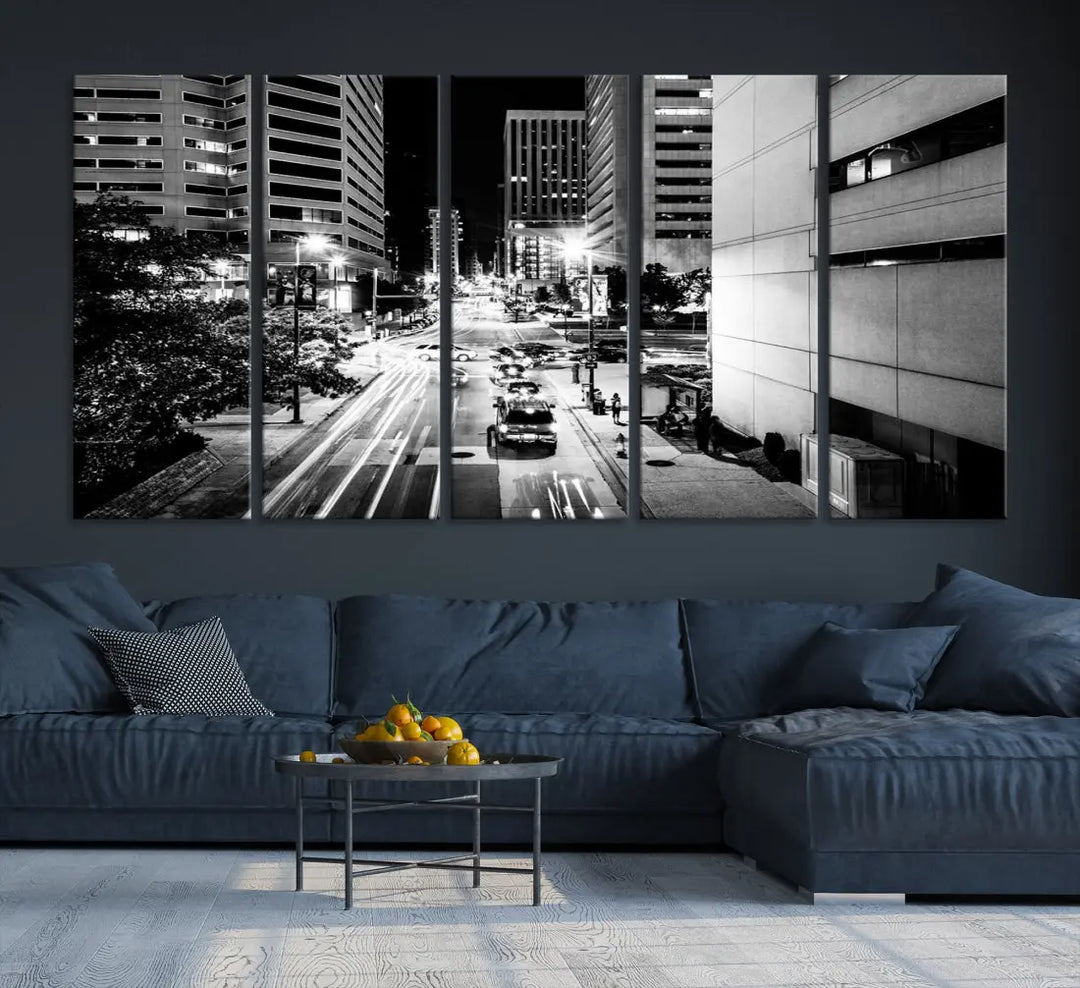 Large Baltimore Streetview Canvas Wall Art Cityscape Canvas Print Artwork