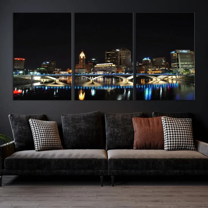 Large Columbus Cityscape Skyline Wall Art Canvas Print Home Gift