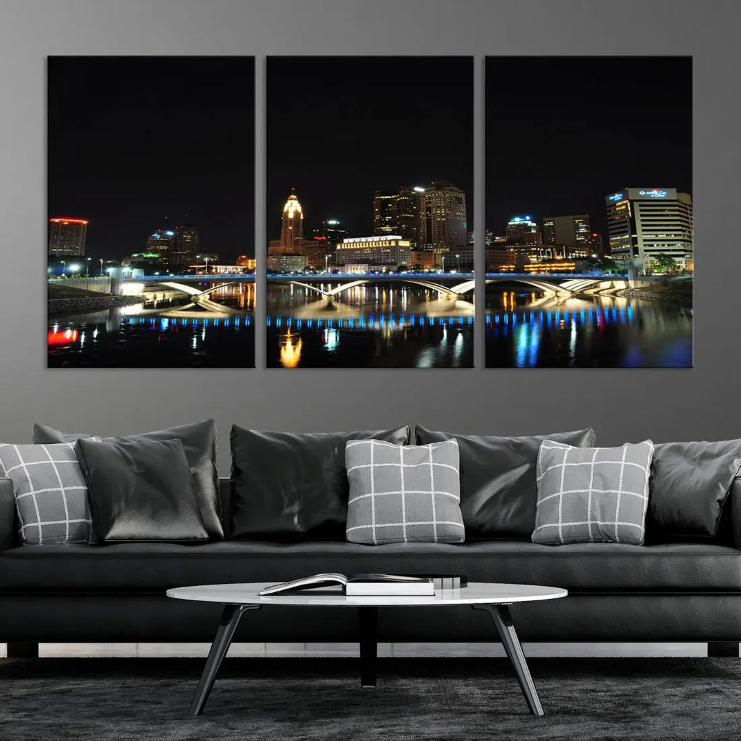 Large Columbus Cityscape Skyline Wall Art Canvas Print Home Gift