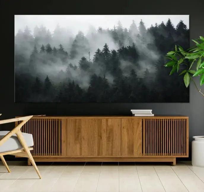 Large Foggy Forest Misty Landscape Modern Wall Art Print