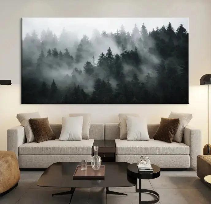 Large Foggy Forest Misty Landscape Modern Wall Art Print