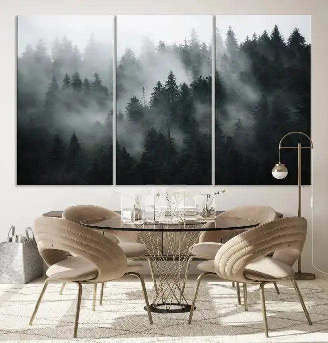 Large Foggy Forest Misty Landscape Modern Wall Art Print