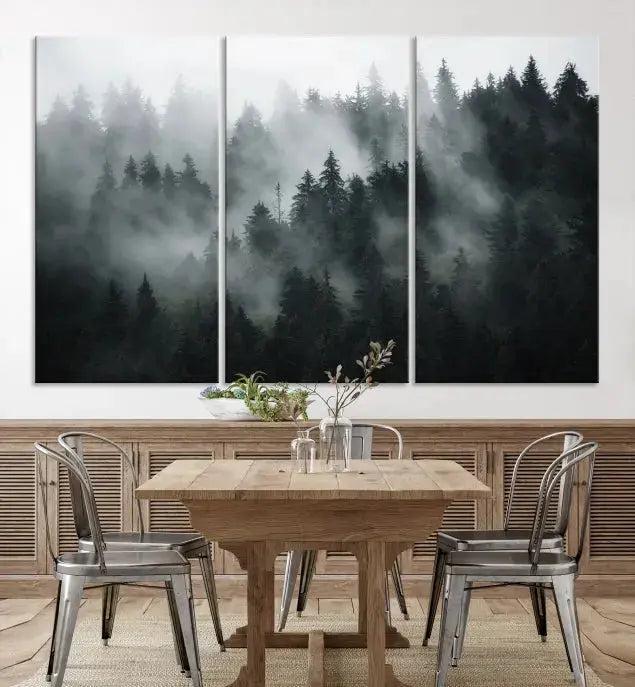 Large Foggy Forest Misty Landscape Modern Wall Art Print