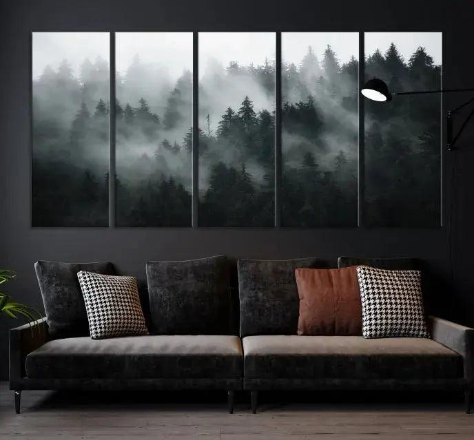 Large Foggy Forest Misty Landscape Modern Wall Art Print