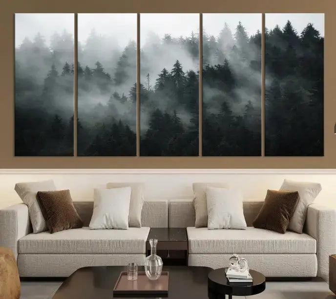 Large Foggy Forest Misty Landscape Modern Wall Art Print