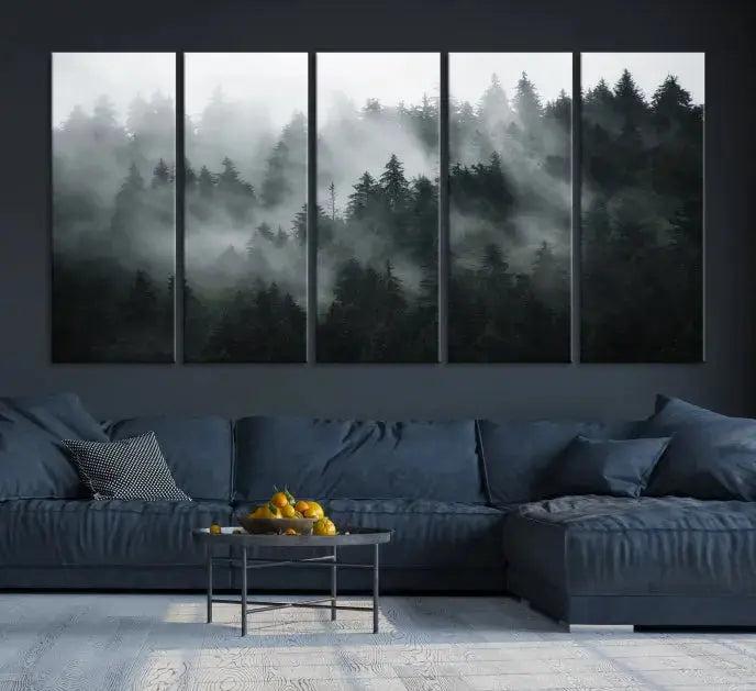 Large Foggy Forest Misty Landscape Modern Wall Art Print