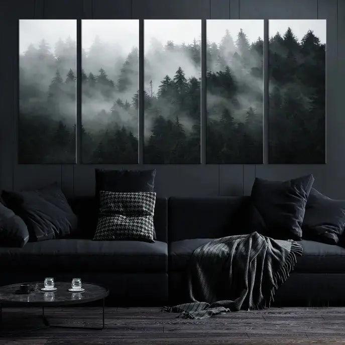 Large Foggy Forest Misty Landscape Modern Wall Art Print