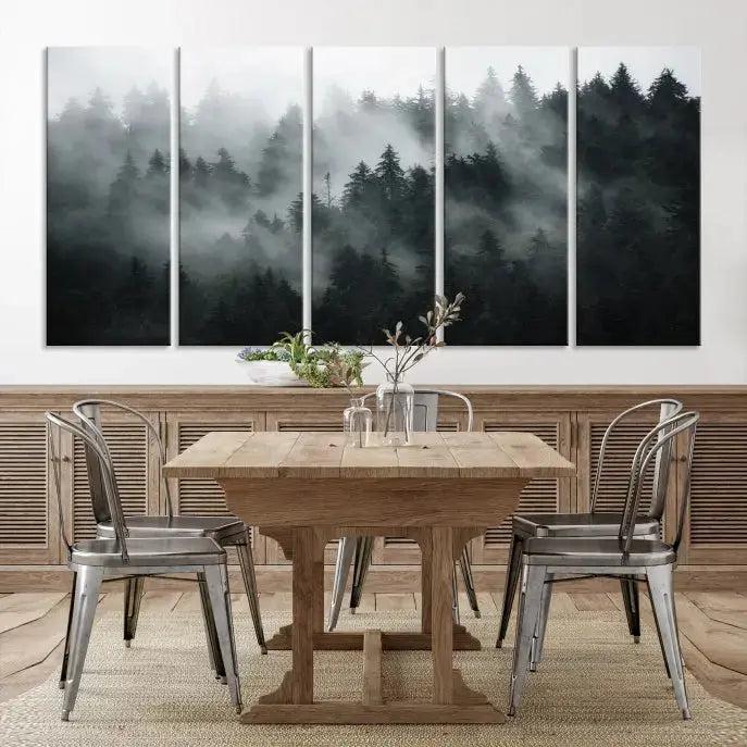 Large Foggy Forest Misty Landscape Modern Wall Art Print