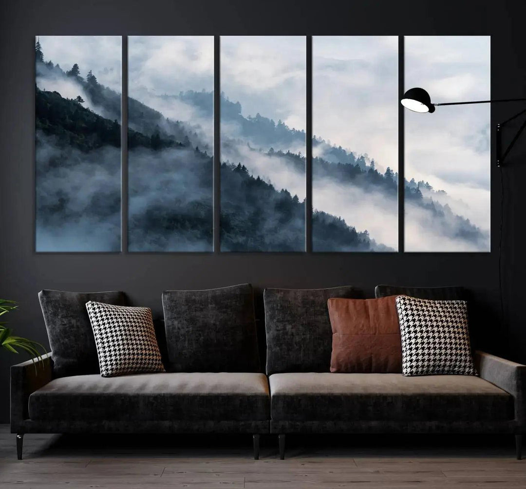 Large Foggy Forest Wall Art Canvas Print