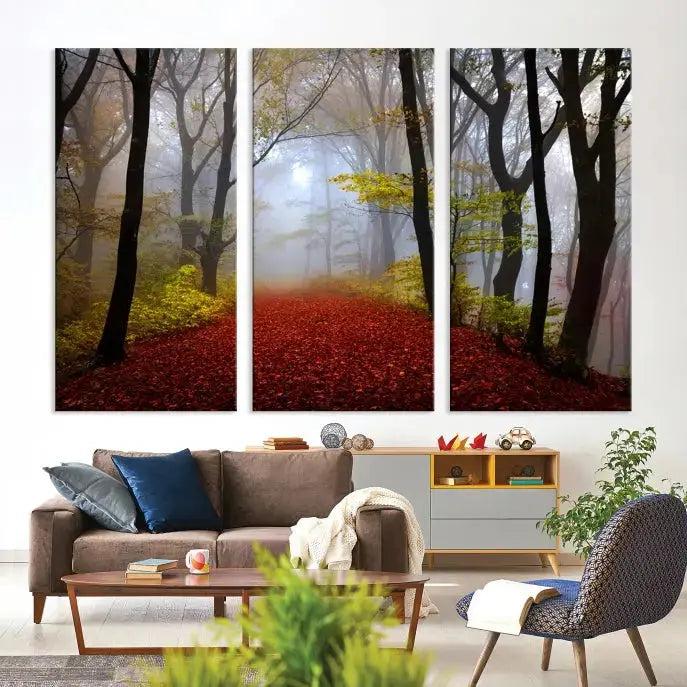 Large Foggy Forest Wall Art Landscape Canvas Print