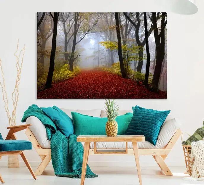 Large Foggy Forest Wall Art Landscape Canvas Print