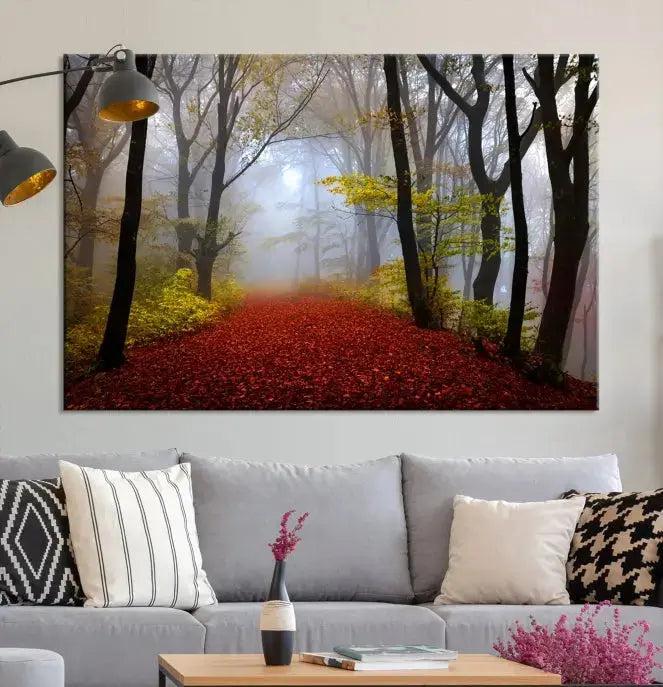 Large Foggy Forest Wall Art Landscape Canvas Print