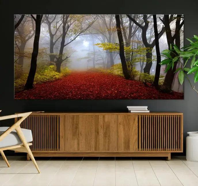 Large Foggy Forest Wall Art Landscape Canvas Print