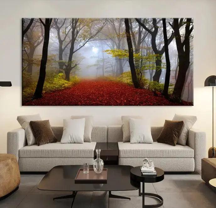 Large Foggy Forest Wall Art Landscape Canvas Print