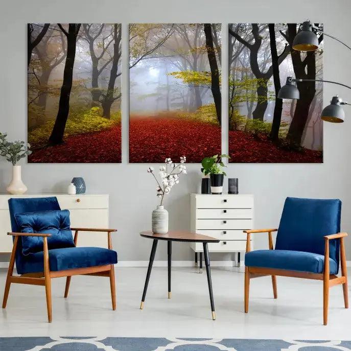 Large Foggy Forest Wall Art Landscape Canvas Print