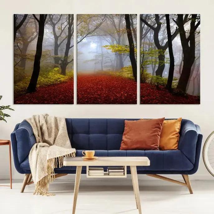 Large Foggy Forest Wall Art Landscape Canvas Print