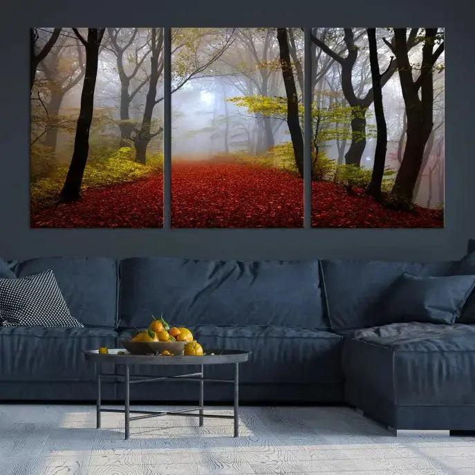 Large Foggy Forest Wall Art Landscape Canvas Print