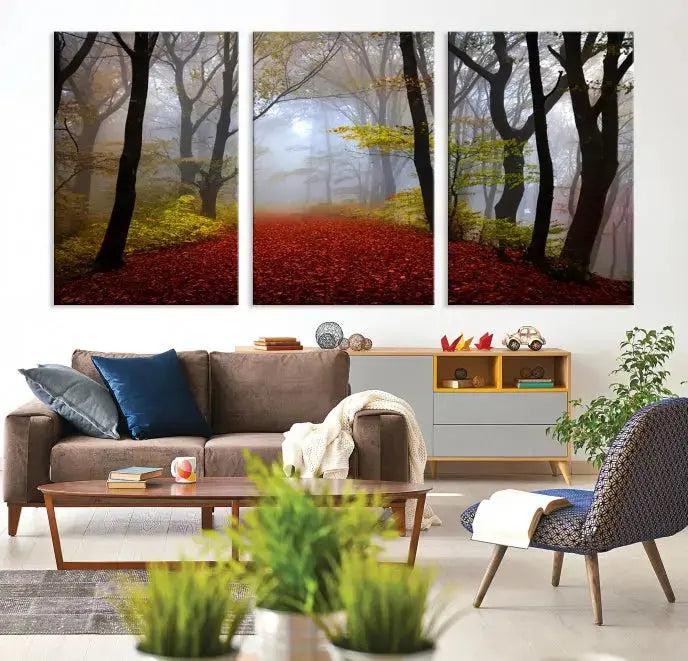 Large Foggy Forest Wall Art Landscape Canvas Print