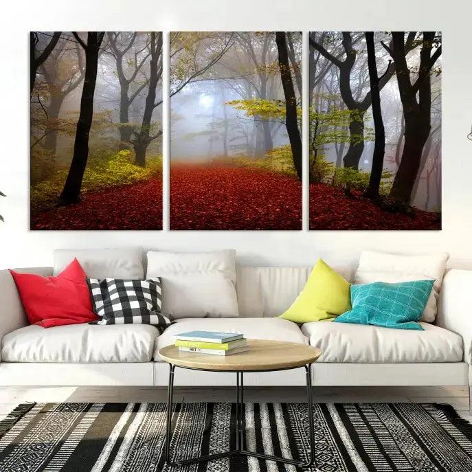 Large Foggy Forest Wall Art Landscape Canvas Print