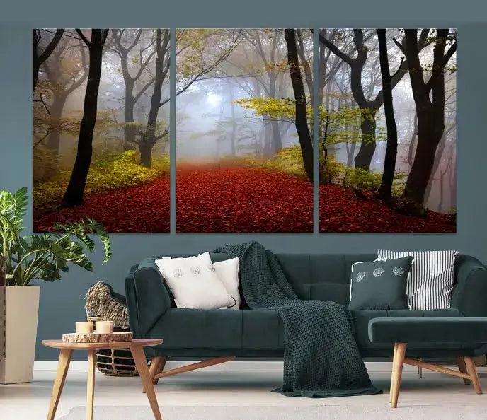 Large Foggy Forest Wall Art Landscape Canvas Print