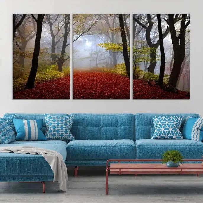 Large Foggy Forest Wall Art Landscape Canvas Print