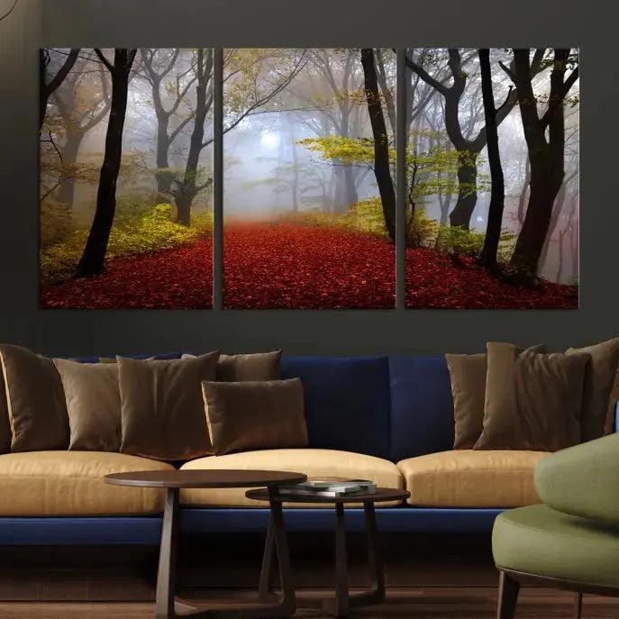 Large Foggy Forest Wall Art Landscape Canvas Print