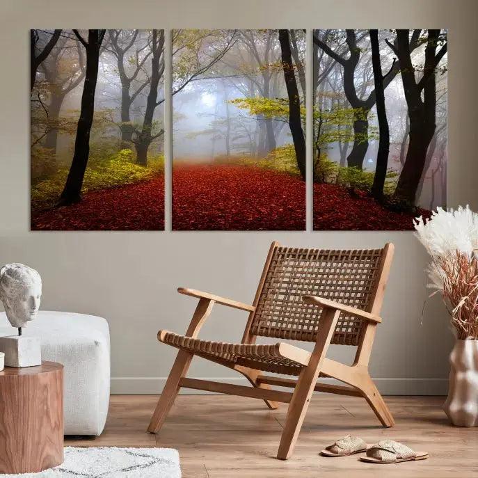 Large Foggy Forest Wall Art Landscape Canvas Print