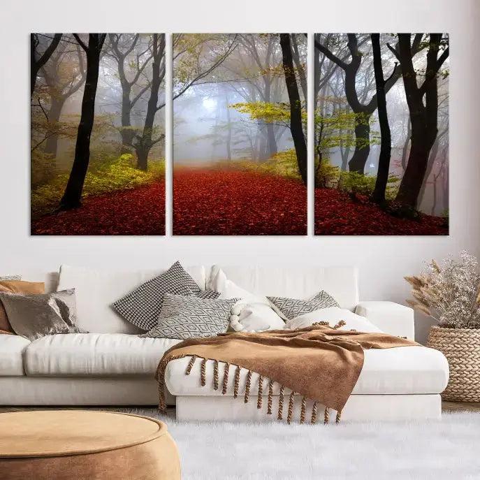 Large Foggy Forest Wall Art Landscape Canvas Print