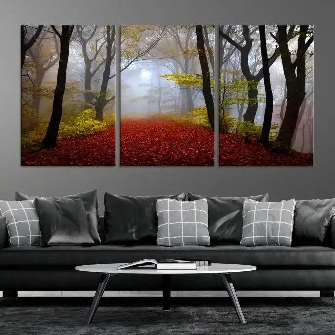 Large Foggy Forest Wall Art Landscape Canvas Print