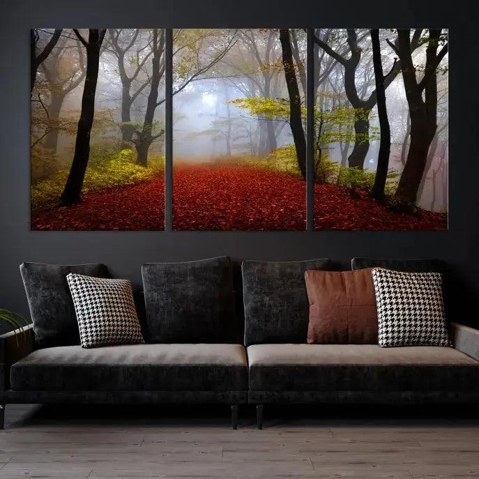 Large Foggy Forest Wall Art Landscape Canvas Print