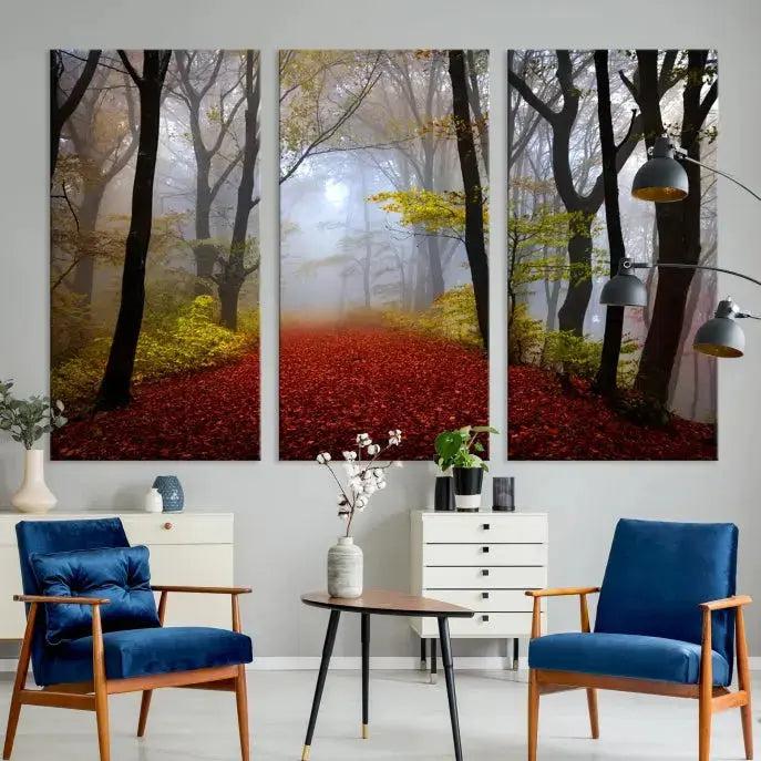 Large Foggy Forest Wall Art Landscape Canvas Print