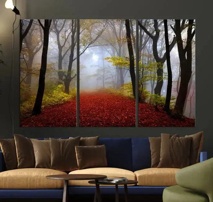 Large Foggy Forest Wall Art Landscape Canvas Print