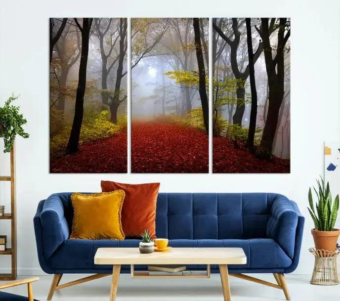 Large Foggy Forest Wall Art Landscape Canvas Print