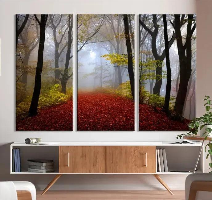 Large Foggy Forest Wall Art Landscape Canvas Print