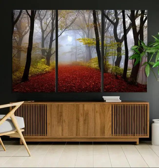 Large Foggy Forest Wall Art Landscape Canvas Print